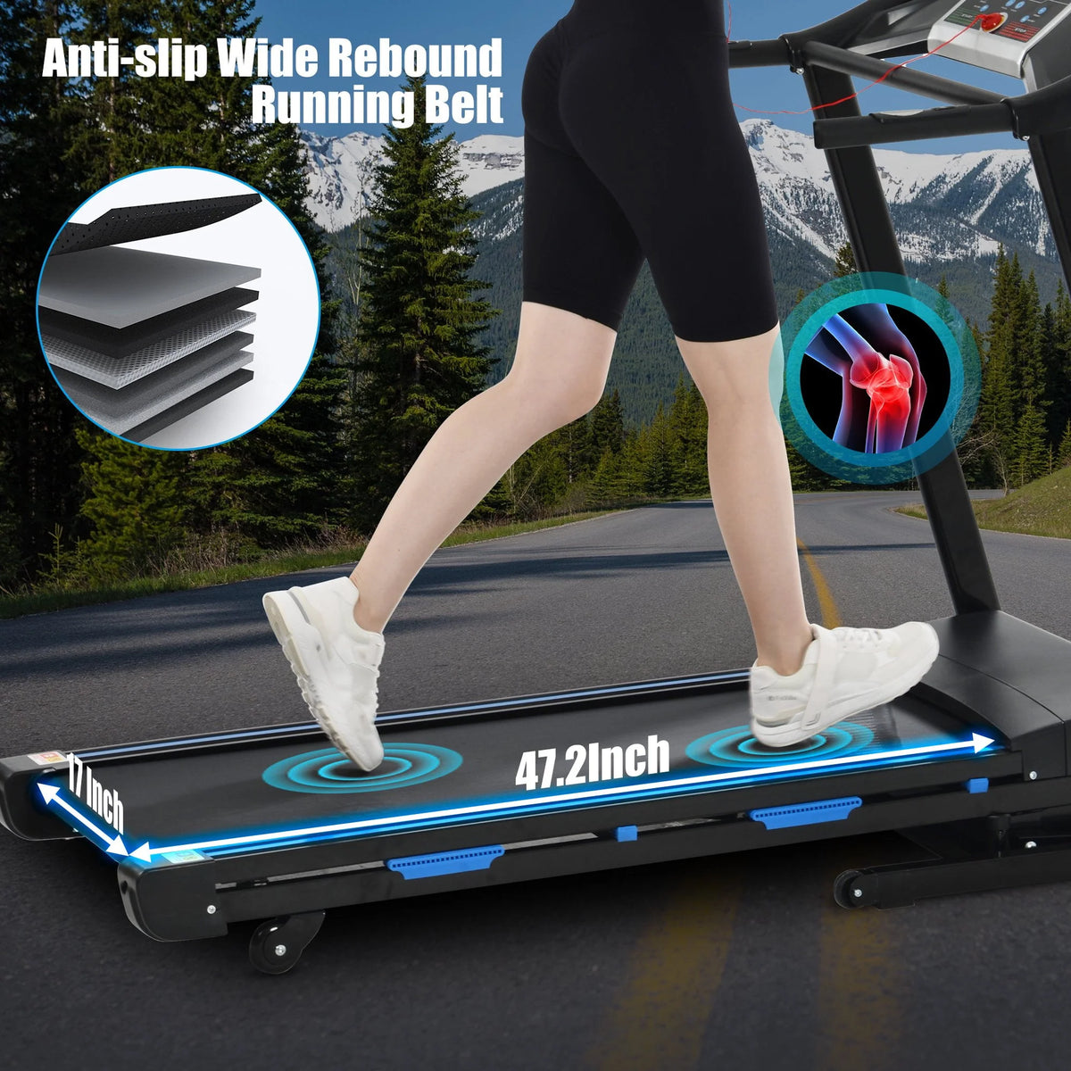 3.25HP Folding Electric Treadmill 9mph 15-Level Auto Incline Black N24995