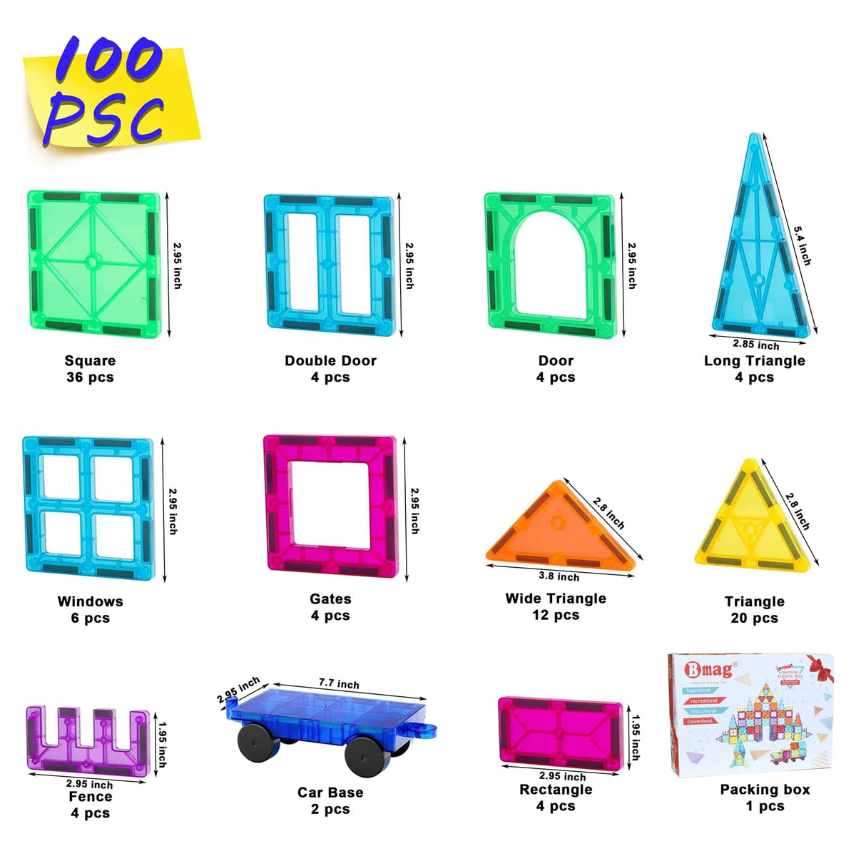120 Pcs 3D Color Magnet Building Tiles Set M24184