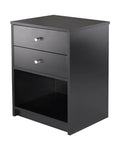 2 Drawer Black Wooden Nightstand I878