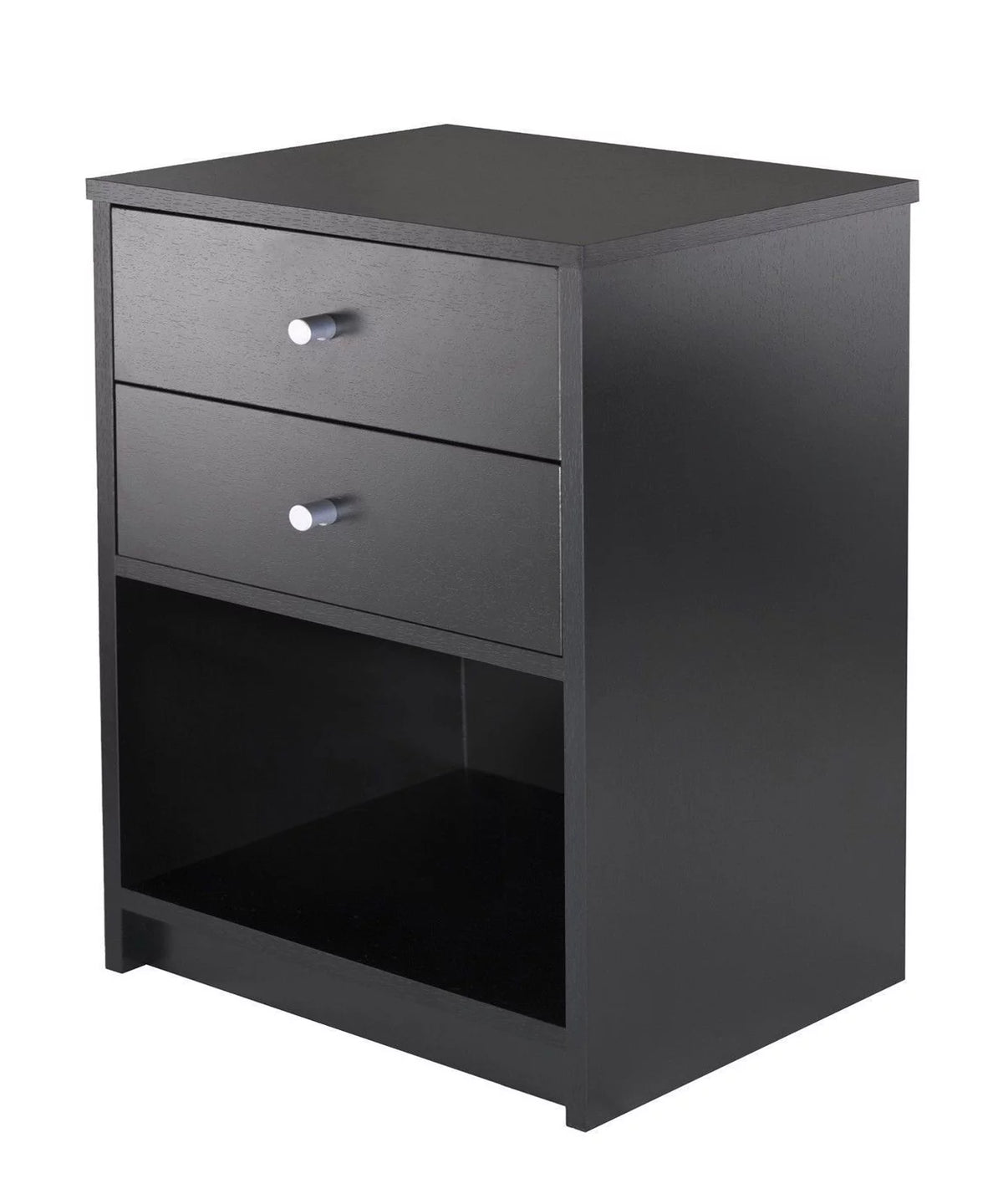 2 Drawer Black Wooden Nightstand I878