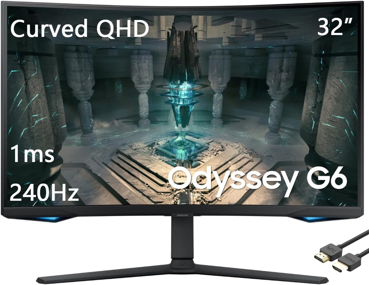 32" Curved QHD Gaming Monitor, 240Hz, 1ms, Black L296