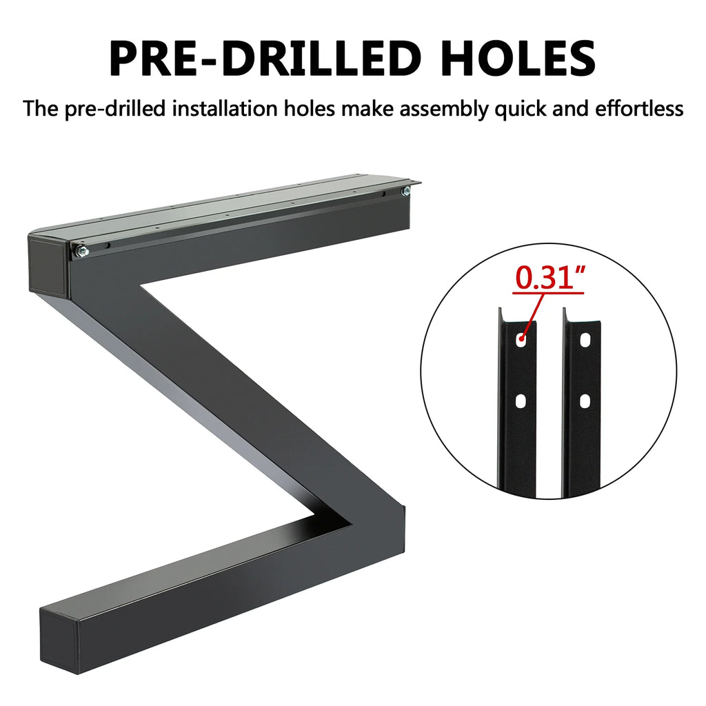 Set of 2 Metal Table Legs, 30" Height 28" Wide Heavy Duty Z-N Shaped U587450