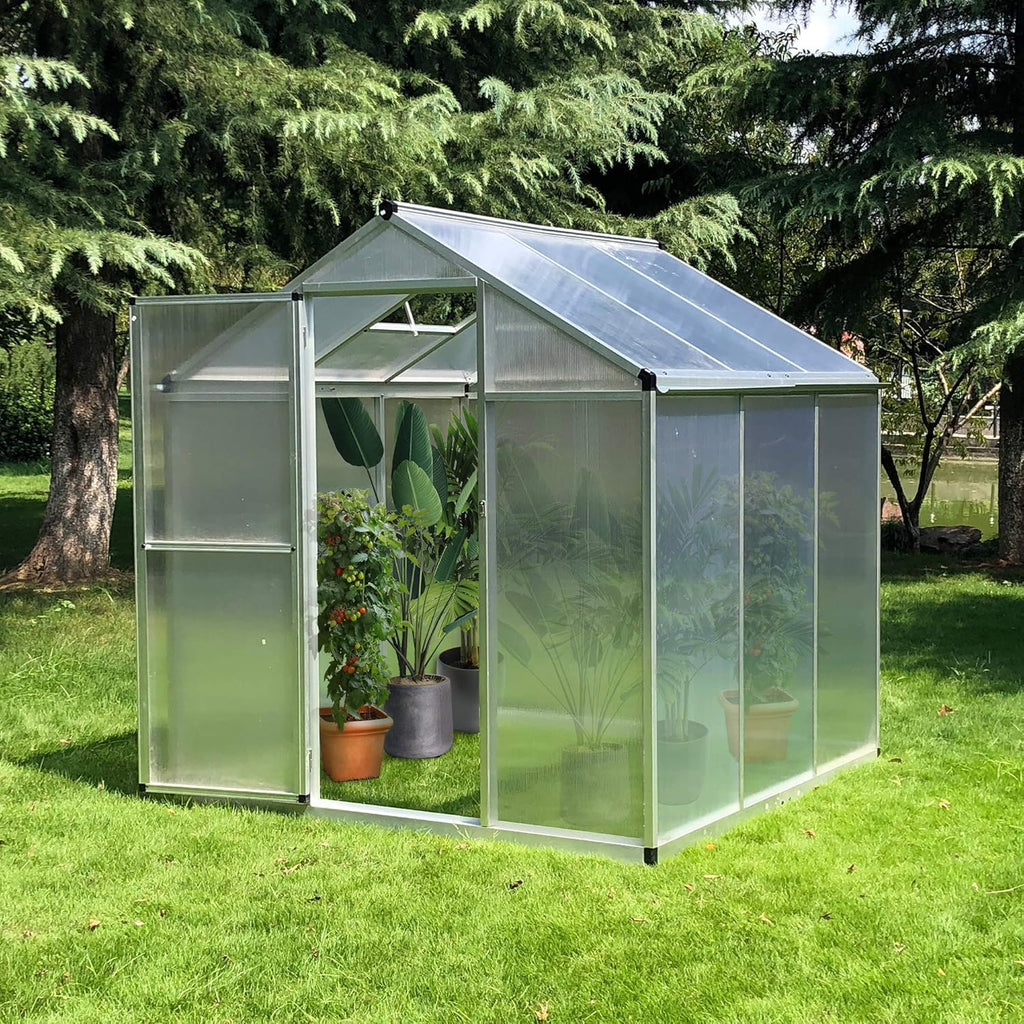 Walk-in Polycarbonate Greenhouse with Roof Vent V28237