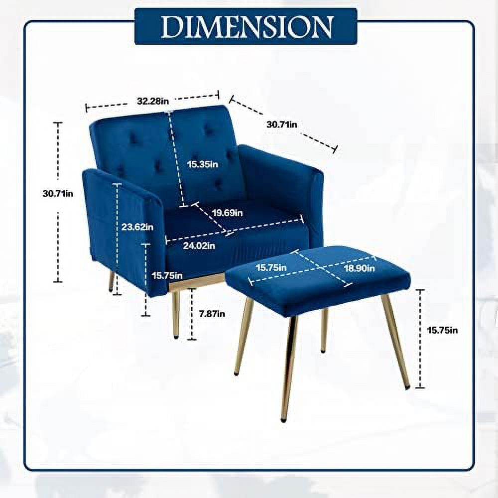 Velvet Accent Chair with Ottoman L6503