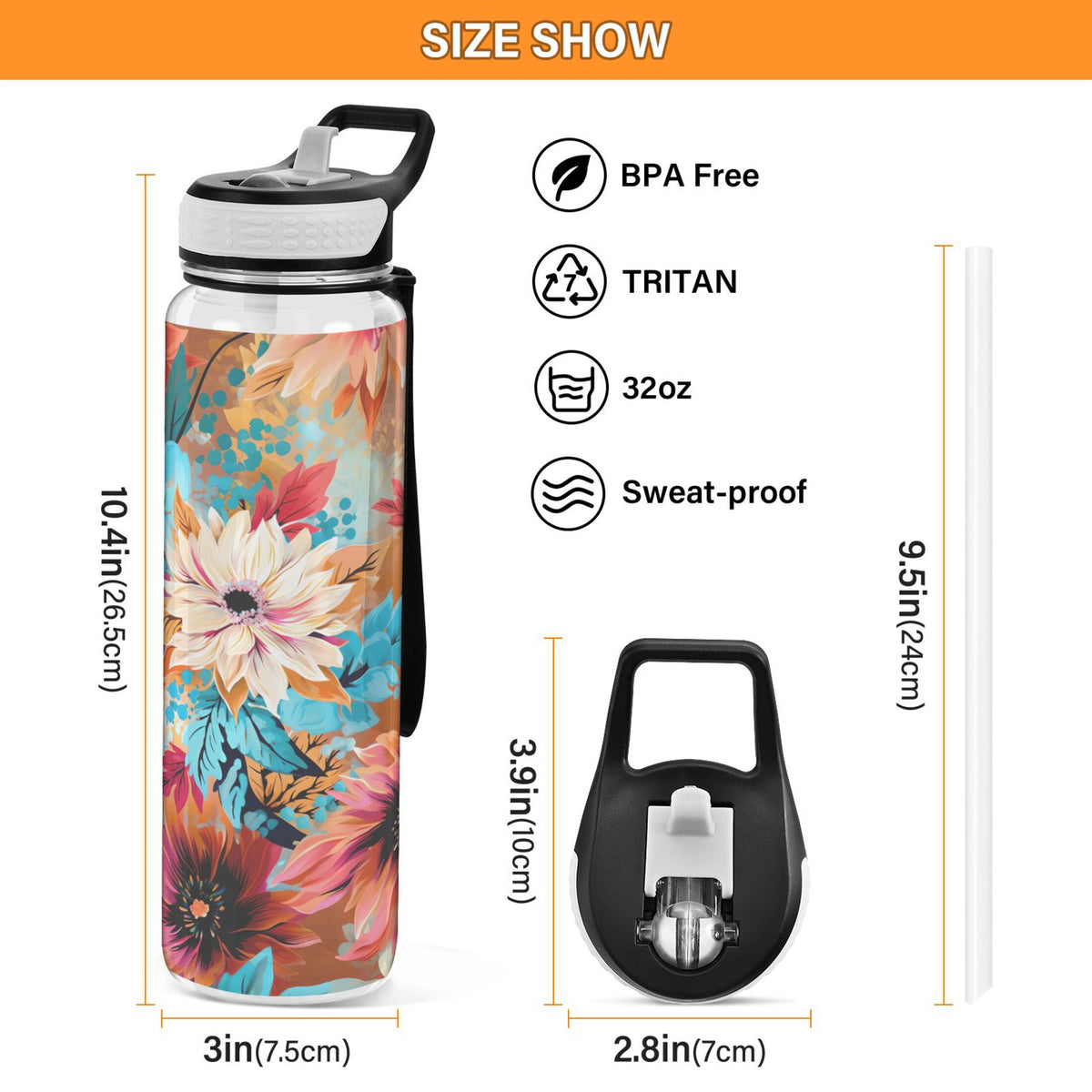 Blue and Pink 32oz Tritan Leakproof Water Bottle with Straw Z414