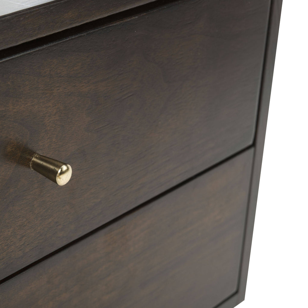 Walnut/Gold Cap Nightstand H698