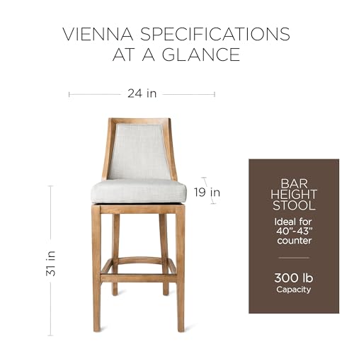 Weathered Oak Finish Sand Color Fabric Upholstered Counter Height Barstool, Set of 2 V428699