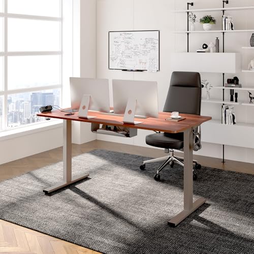 Black Electric Standing Desk with Clamp Power Strip S250710