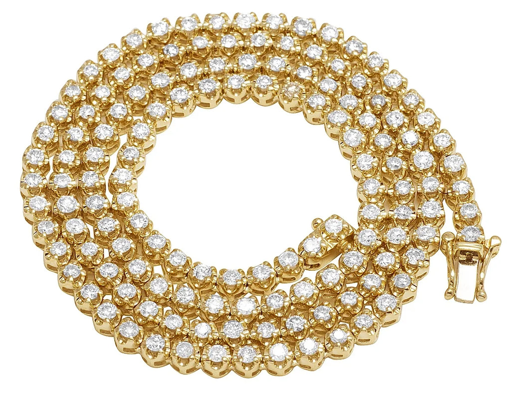 10K Yellow Gold Diamond Tennis Choker Necklace 4mm 21" 6.5CT Q310766