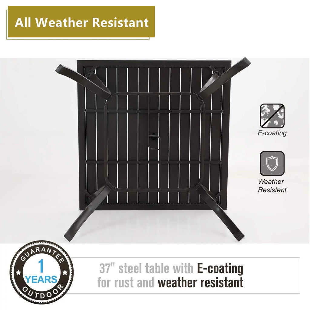 Outdoor Square Dining Table with Steel Frame P584905