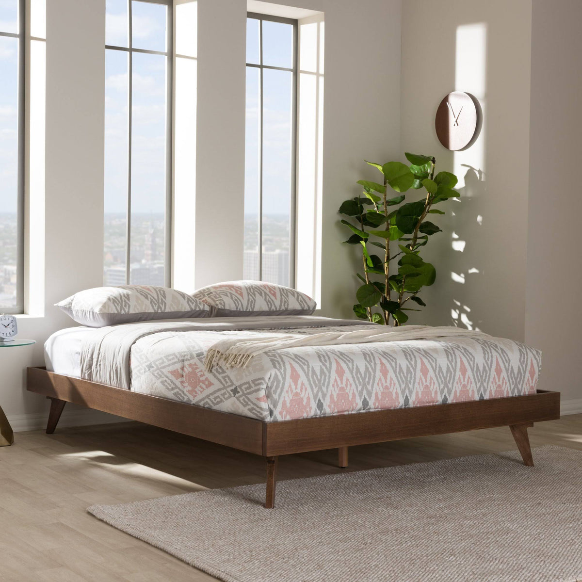 Solid Wood Bed Frame Full / Walnut Brown S27659