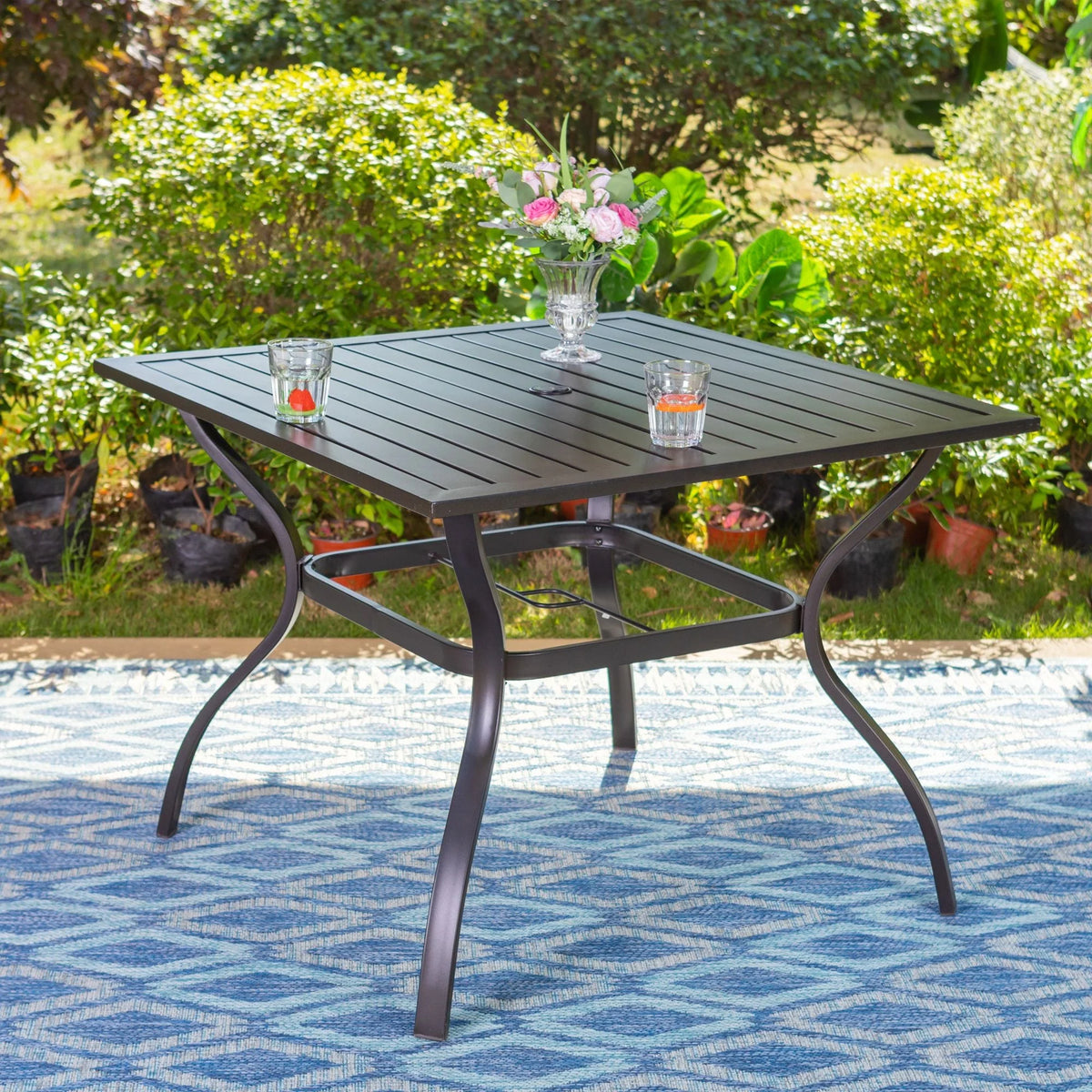 Outdoor Square Dining Table with Steel Frame P584905
