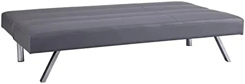 Faux Leather Convertible Futon Sofa Bed with Chrome Legs R98094