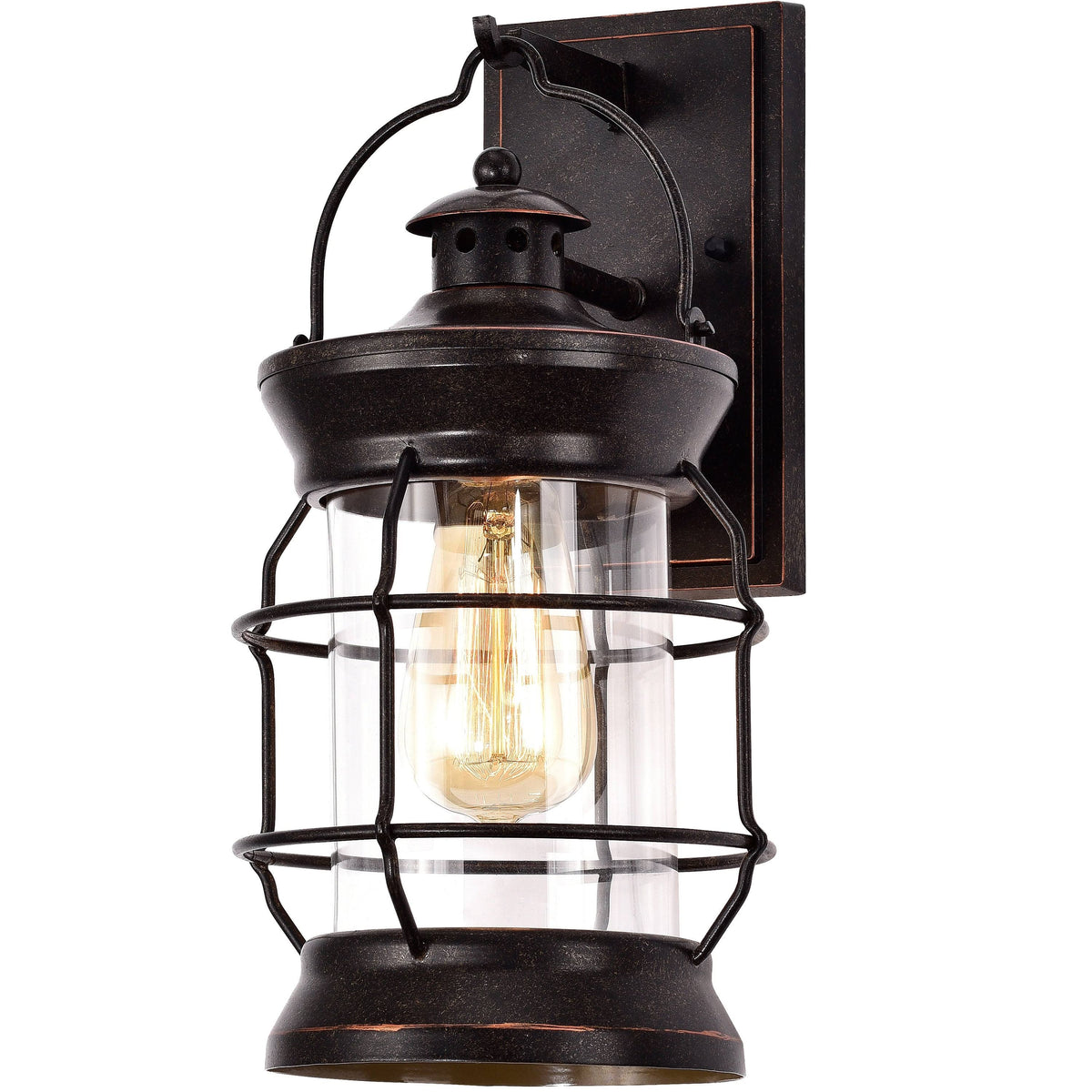1-Light Oil Rubbed Bronze Outdoor Wall Lantern Sconce with Clear Glass C130229