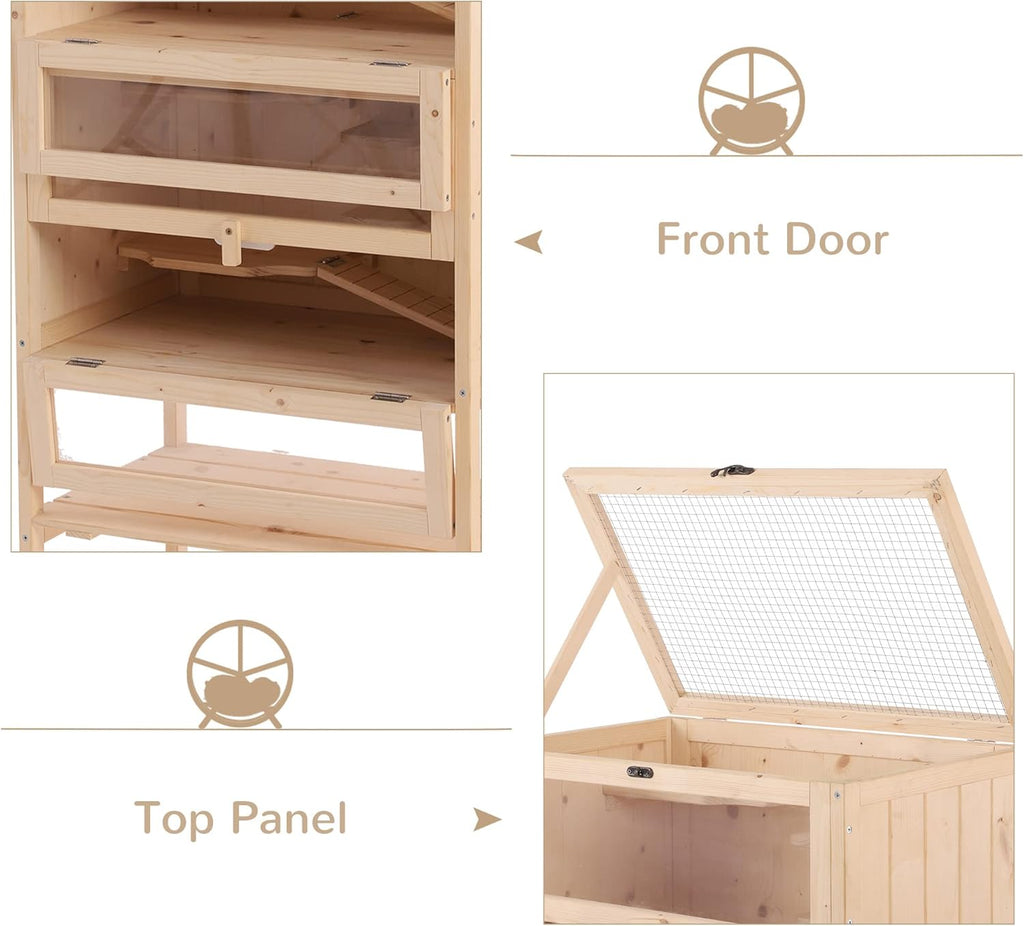 5-Tier Wooden Hamster Cage with Openable Top and Front Door O509