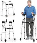 Folding Walker with 5’’ Wheels and Removable Padded Armrests U9400