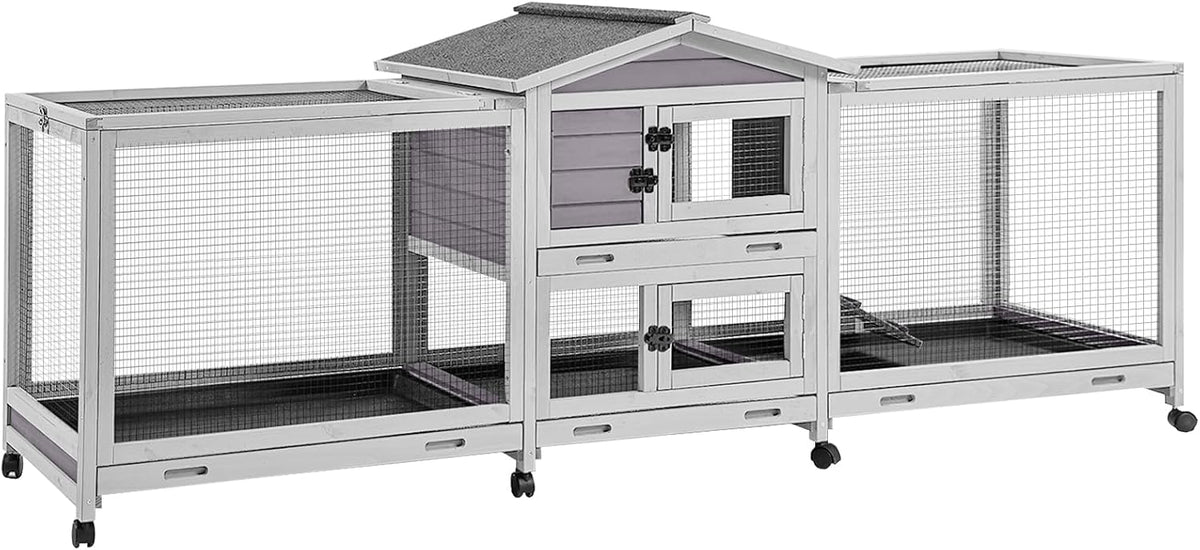 93.7" Rabbit Hutch with 8 Wheels and 4 Pull Out Trays Q799985