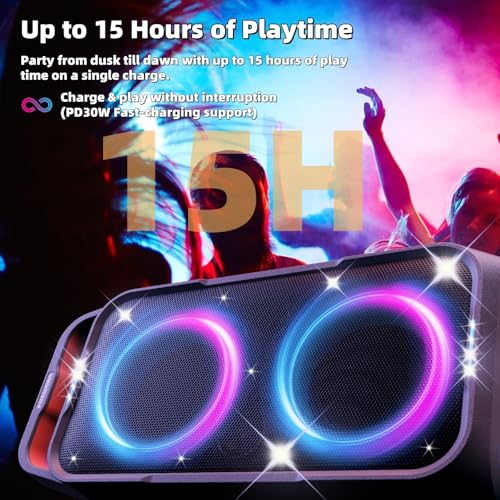 Portable Bluetooth Speaker with Deep Bass and LED Light Show R41563