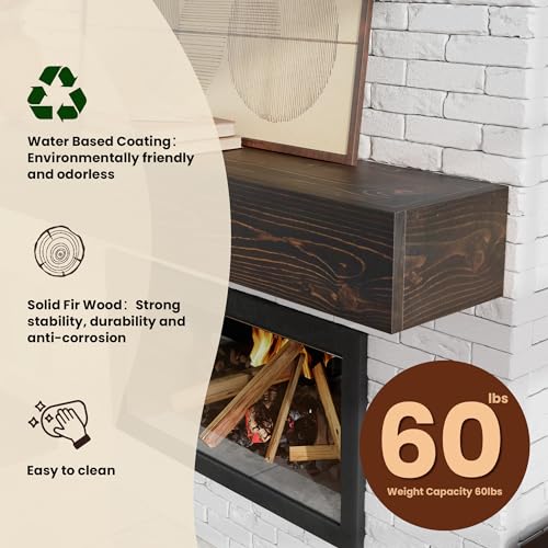 Oak Floating Mantel Shelf 60 X 9 X 6 inch O417