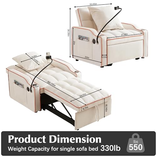 Black Velvet Convertible Single Sleeper Sofa with 3 Level Adjustable Backrest A247208