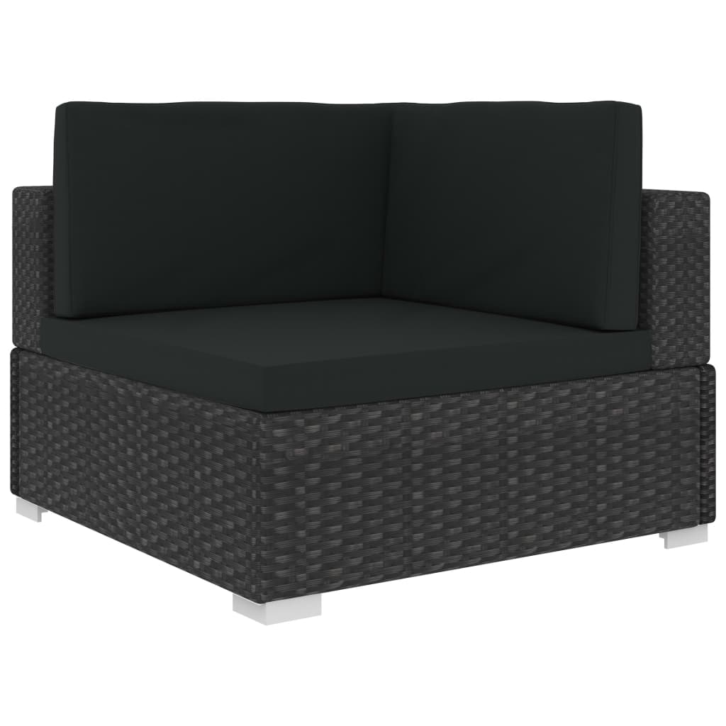Black Poly Rattan Patio Sofa Set with Cushions I70026