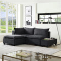 Dark Gray Fabric Sectional Loveseat Ottoman T4201