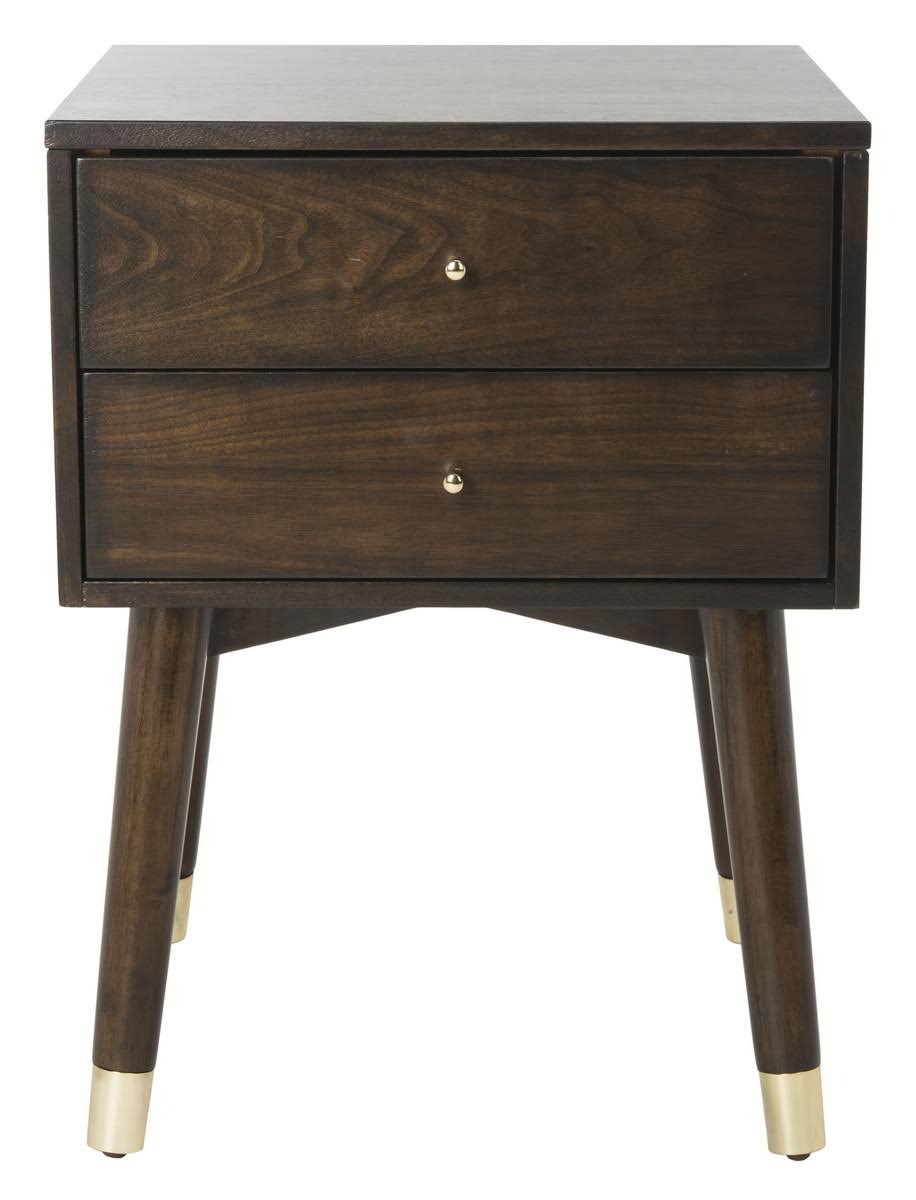 Walnut/Gold Cap Nightstand H698