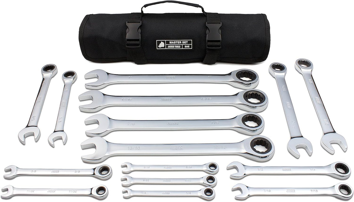 15pc SAE/INCH Ratcheting Wrench Set with Rollup Case Z604