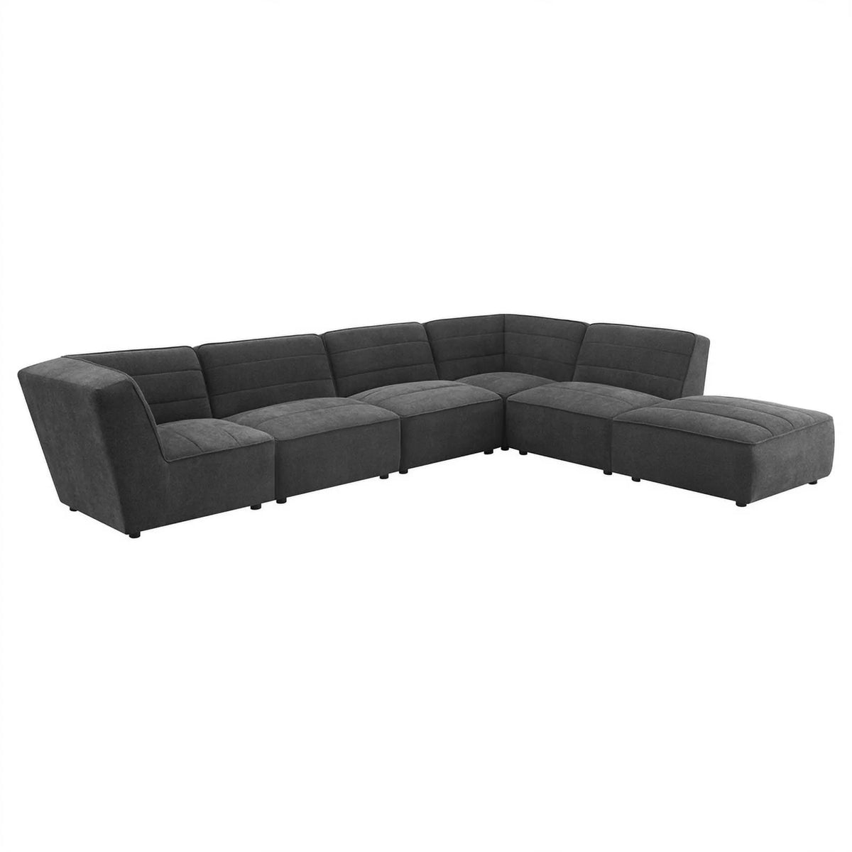 Dark Charcoal Upholstered Square Fabric Ottoman O447