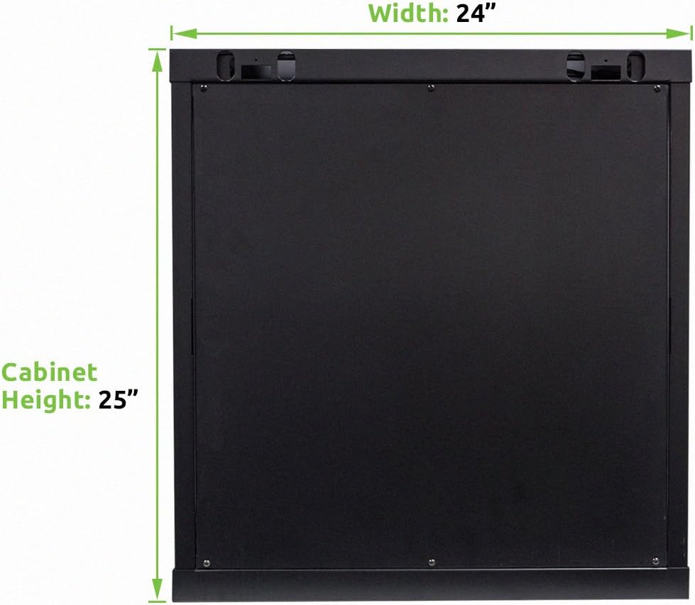 12U Wallmount Cabinet Enclosure 19-Inch Server Network Rack with Locking Glass Door Black with Shelves U641211