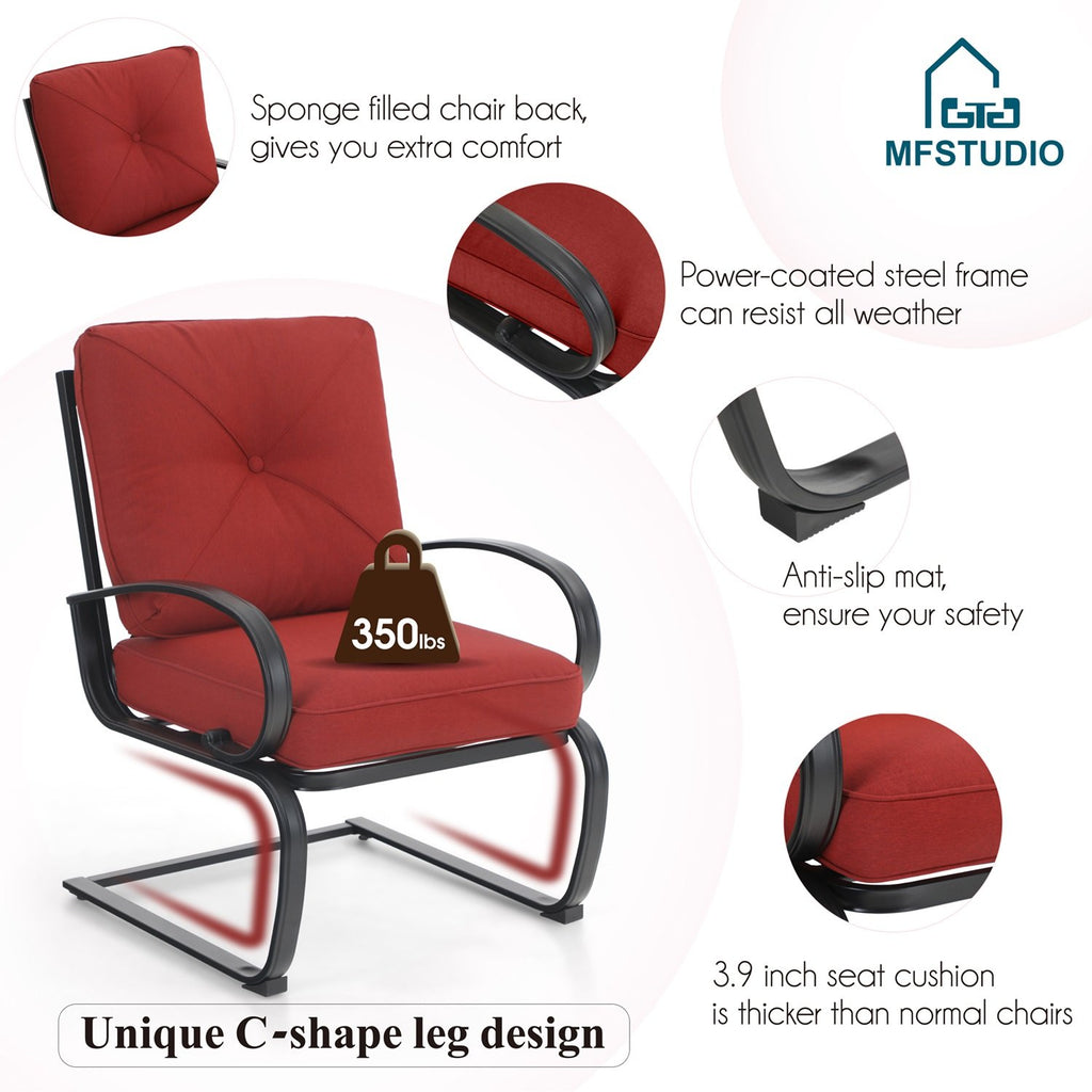 Black & Red 3-Piece Outdoor Patio Set with 2 Rocking Chairs and Bistro Table P723