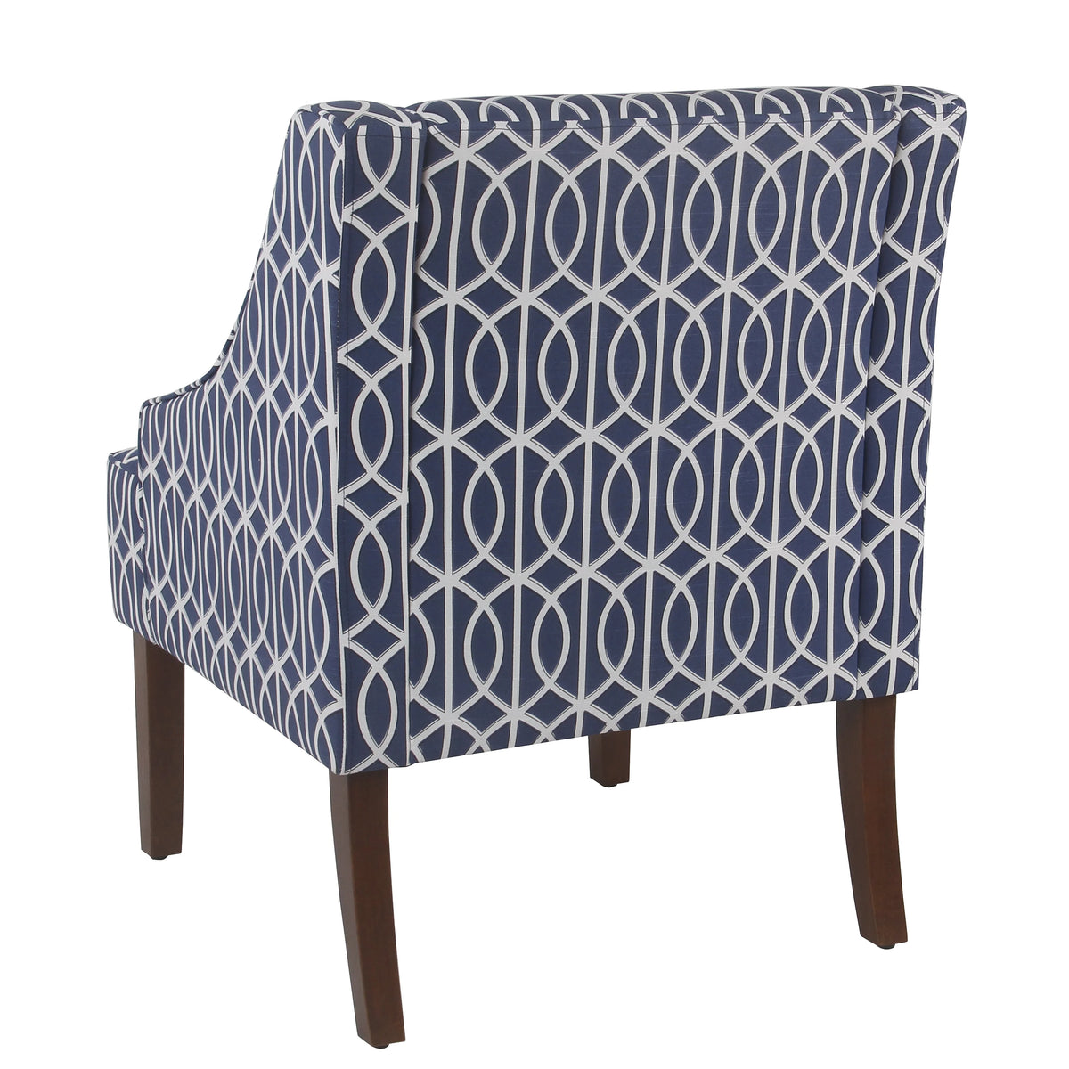Cream and Blue Geometric Accent Armchair A583