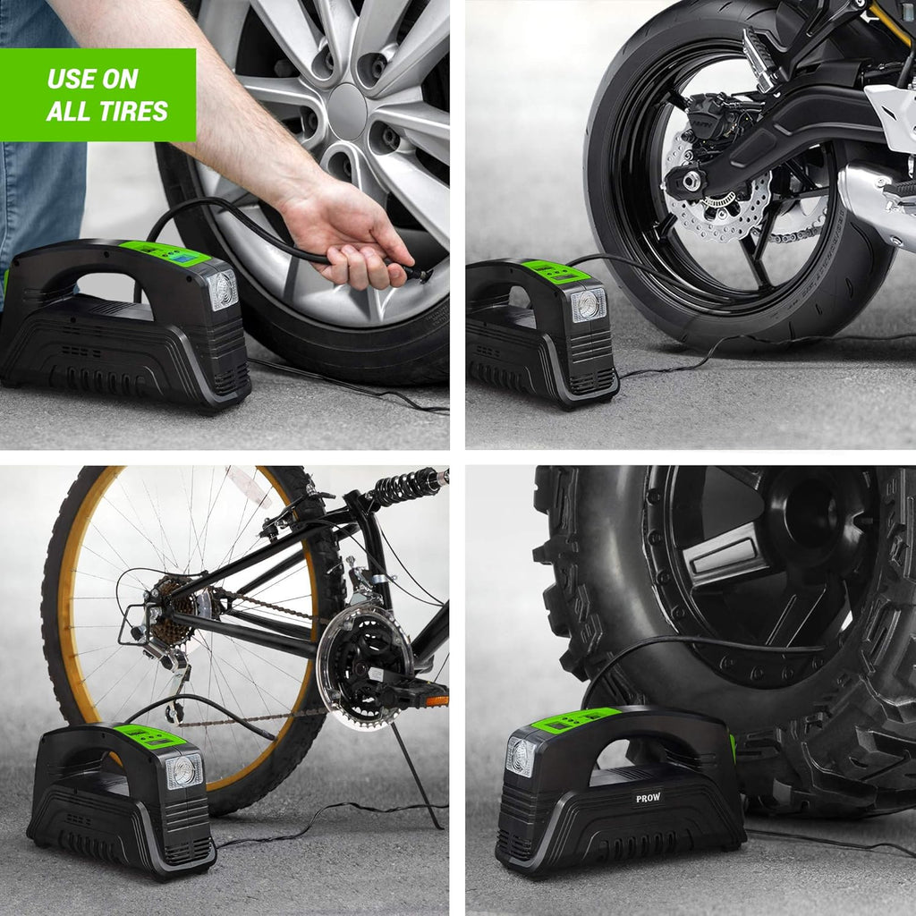 Electric Air Compressor Tire Inflator AC/DC Portable with Digital Pressure Gauge D751378