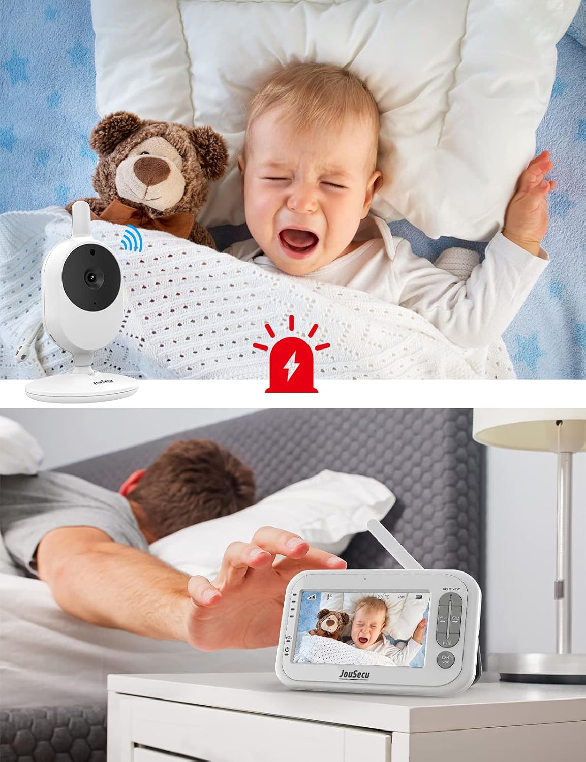 4.3 Inches LCD Split Screen Baby Monitor with Camera and Audio S514