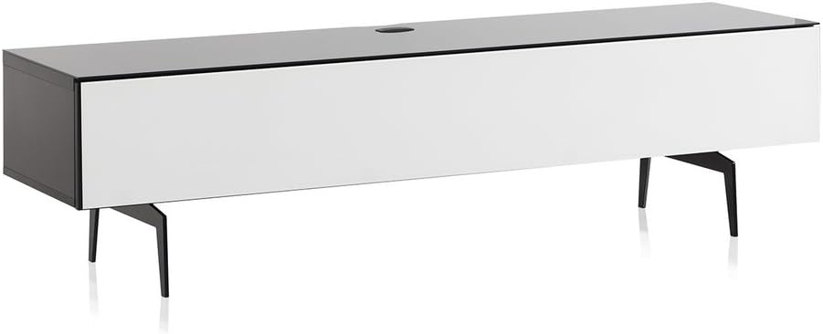 Black Wood and Glass TV Stand with Metal Legs C85345