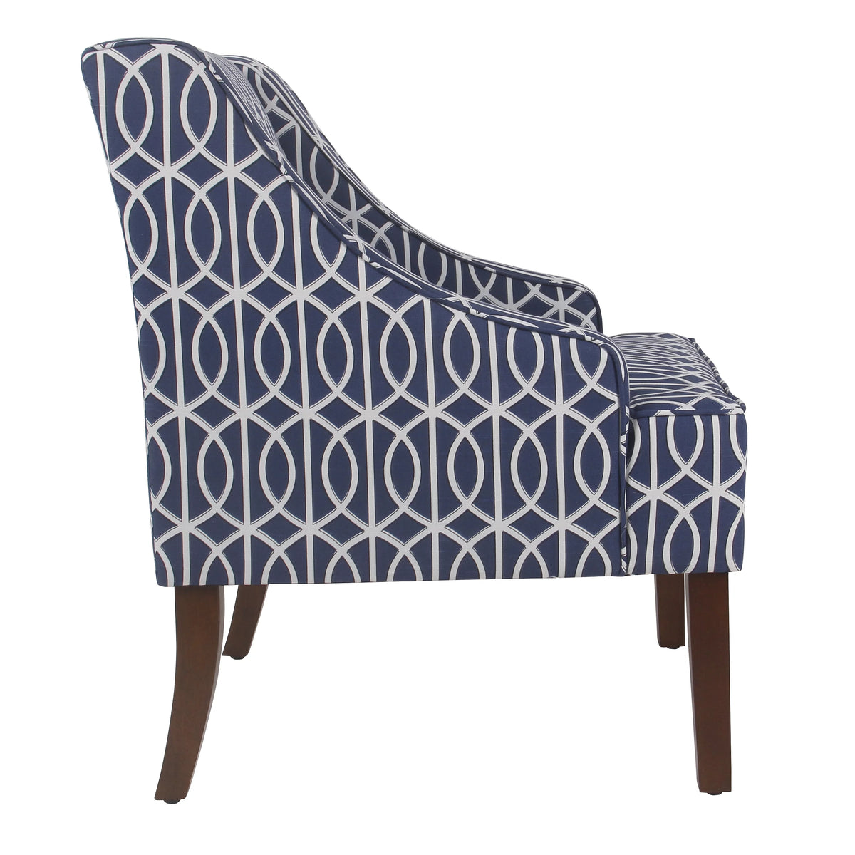 Cream and Blue Geometric Accent Armchair A583