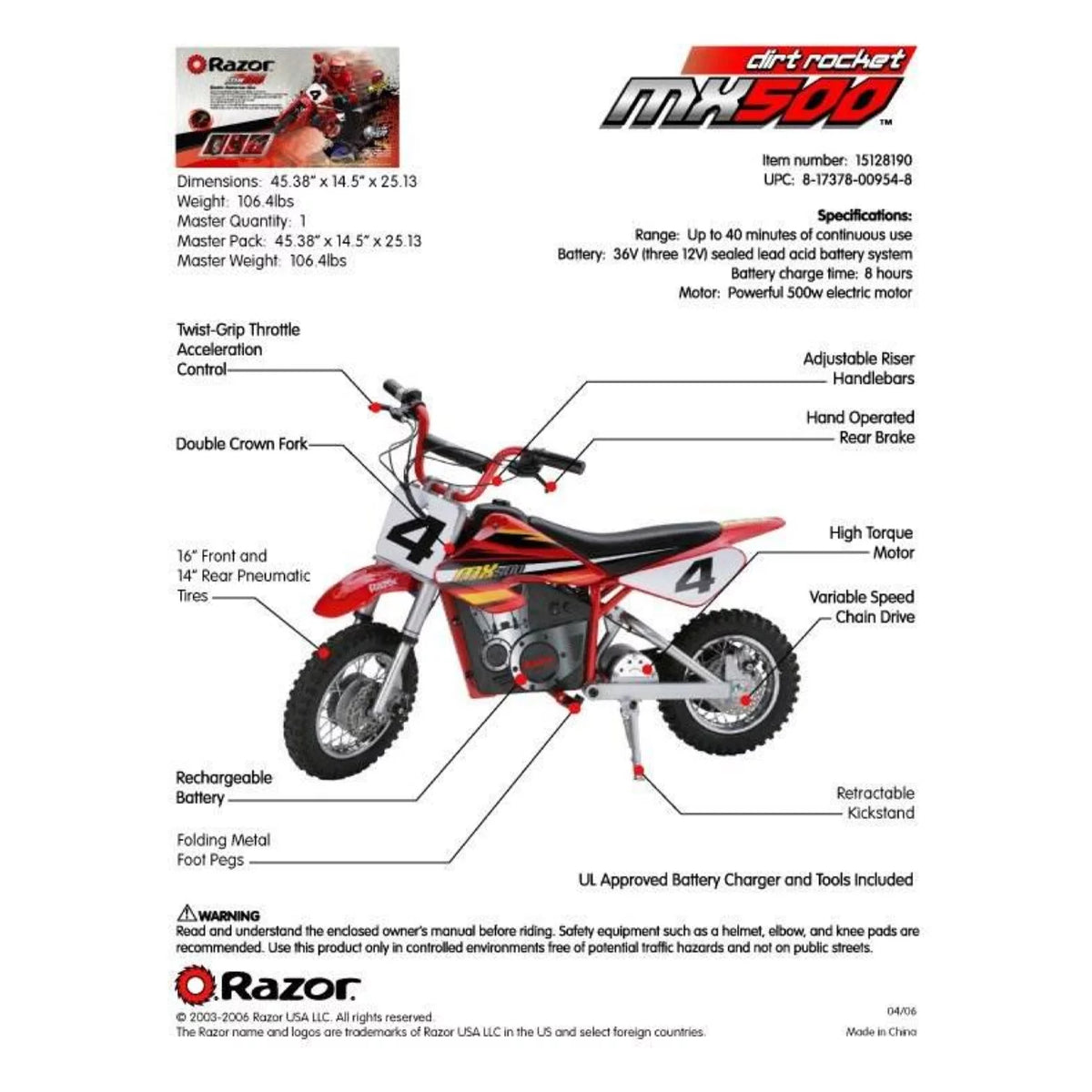 Red Electric Bike Motorcycle D7565