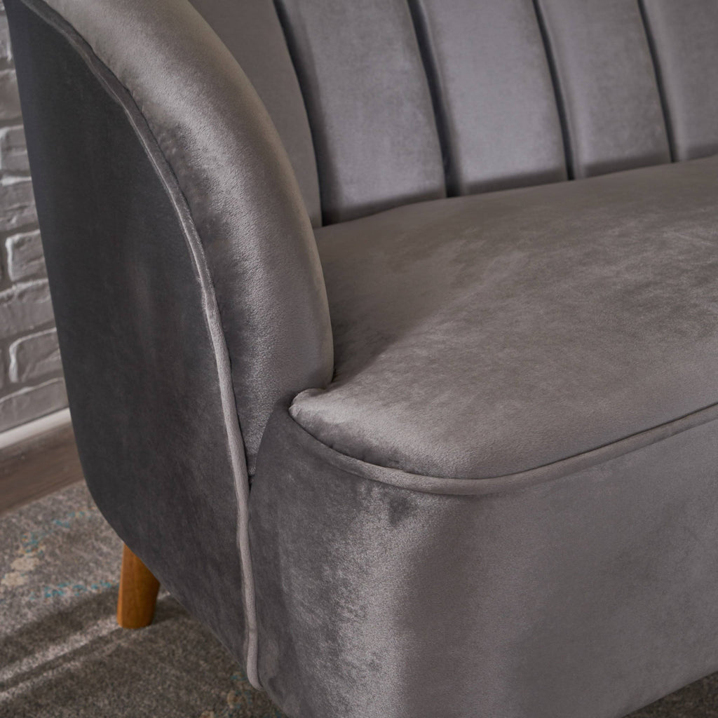 Seafoam Blue Velvet Settee I36018