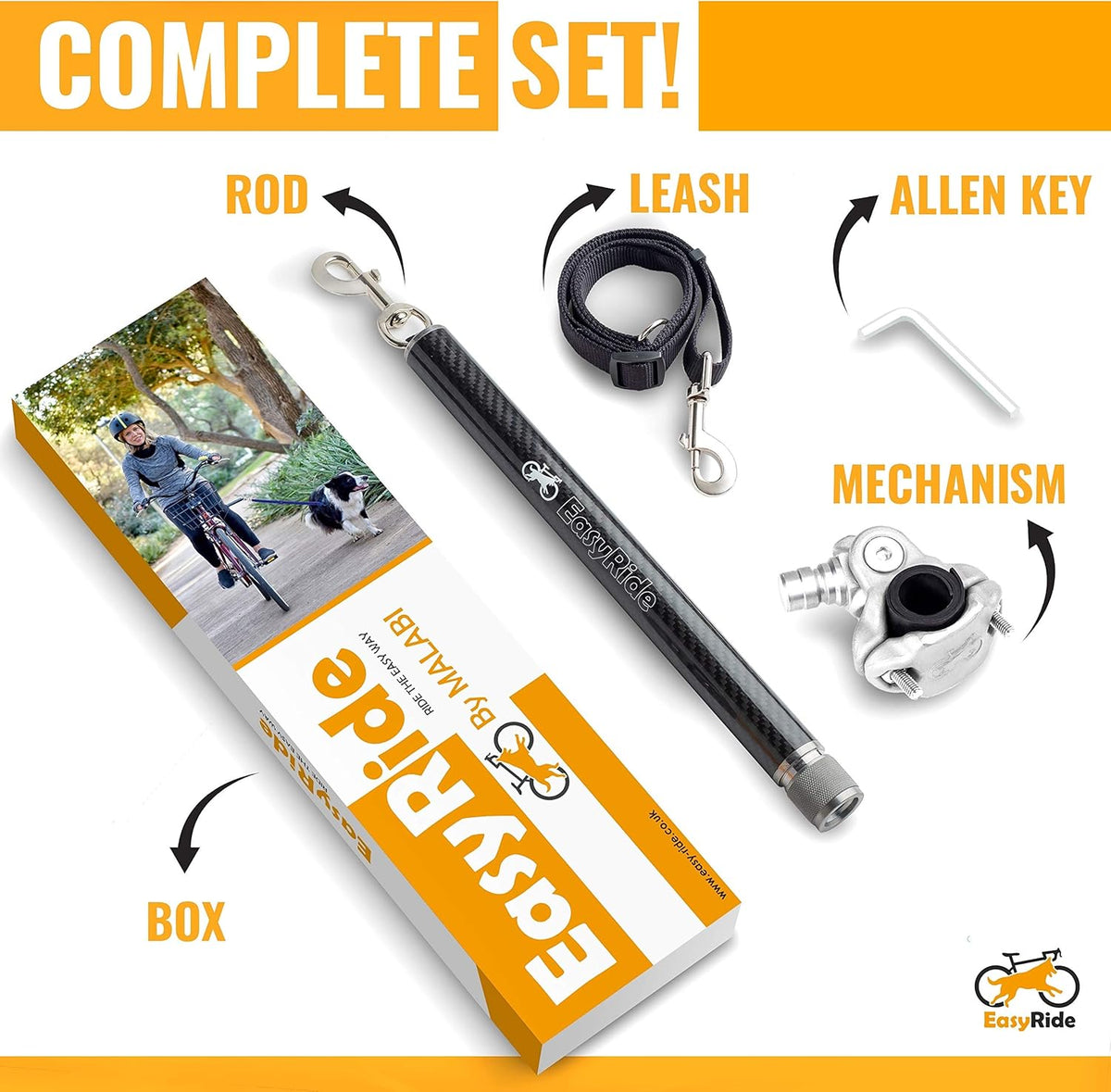 180° Rotating Dog Bike Leash with Shock Absorbers and Quick Attach Mechanism E562631