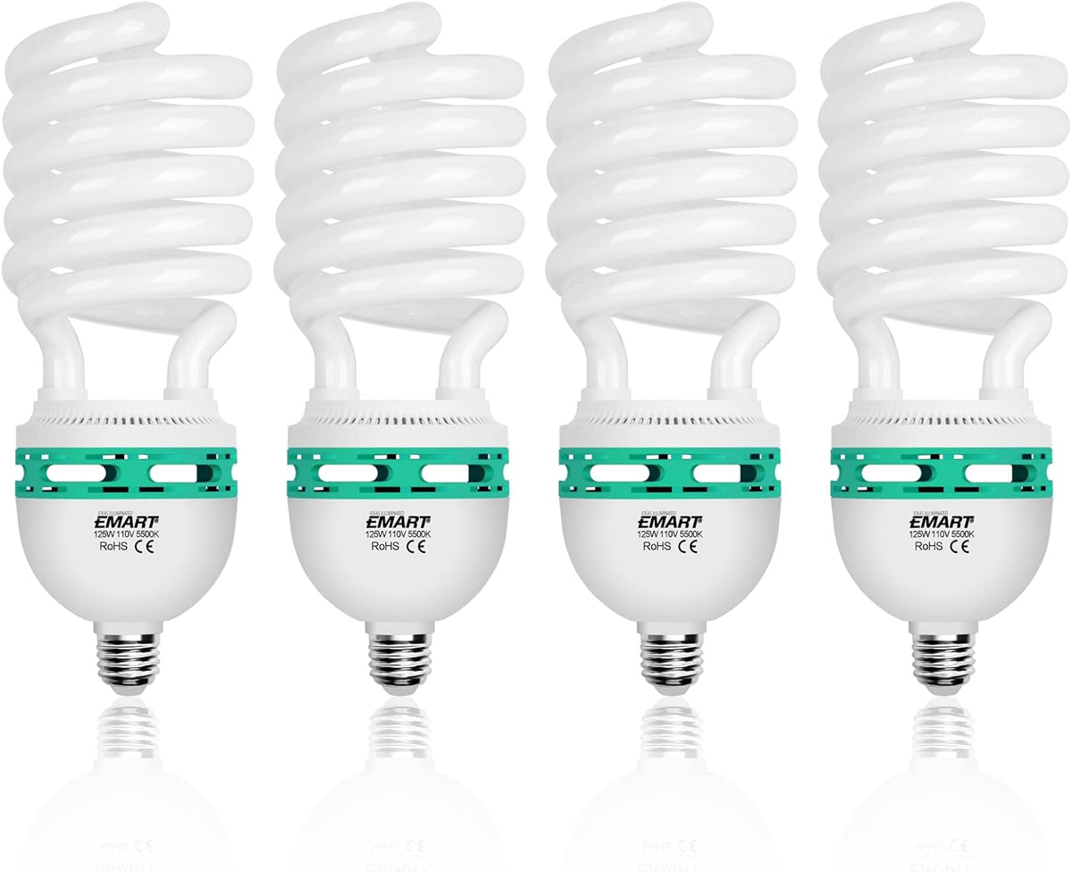 105 Watt Full Spectrum Photography Light Bulb 5500K CFL Daylight Balanced 4 Pack B1920