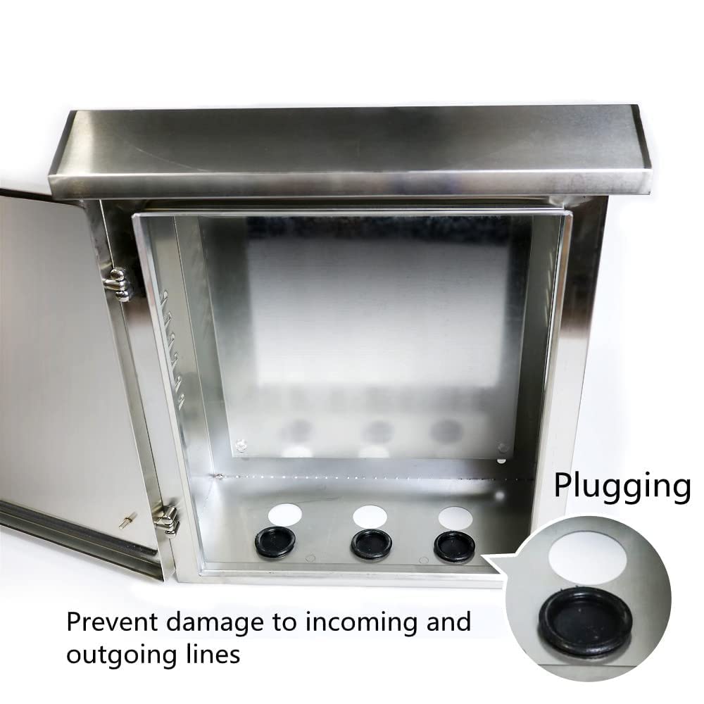 304 Stainless Steel Electrical Box 20'' x 16'' x 8'' IP65 Weatherproof Enclosure with Mounting Plate R46721