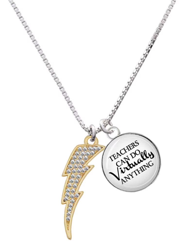 Goldtone Crystal Lightning Bolt Charm Necklace M386068
