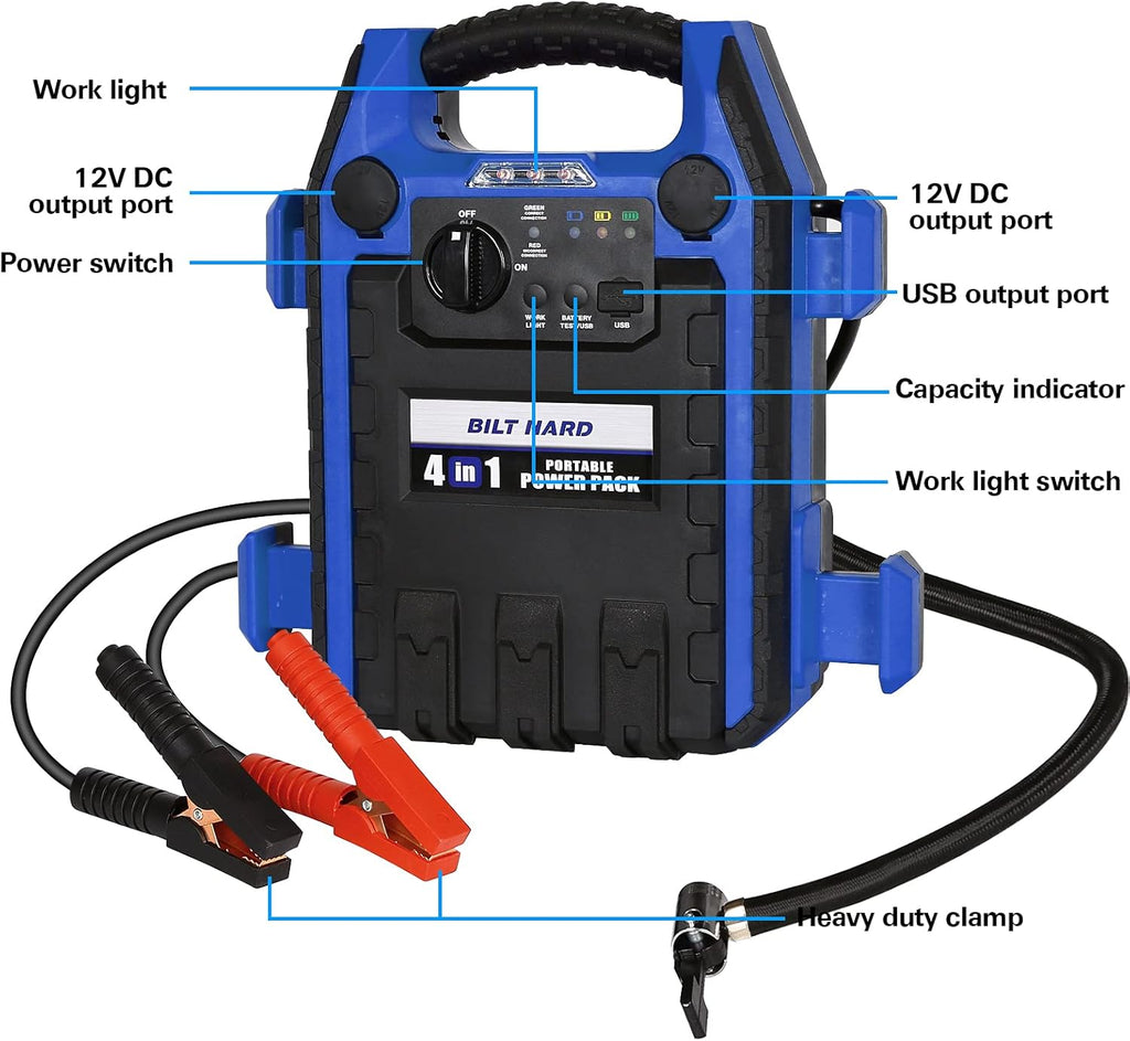 900 Peak/400 Instant Amps Portable Power Station Jump Starter with Air Compressor C930