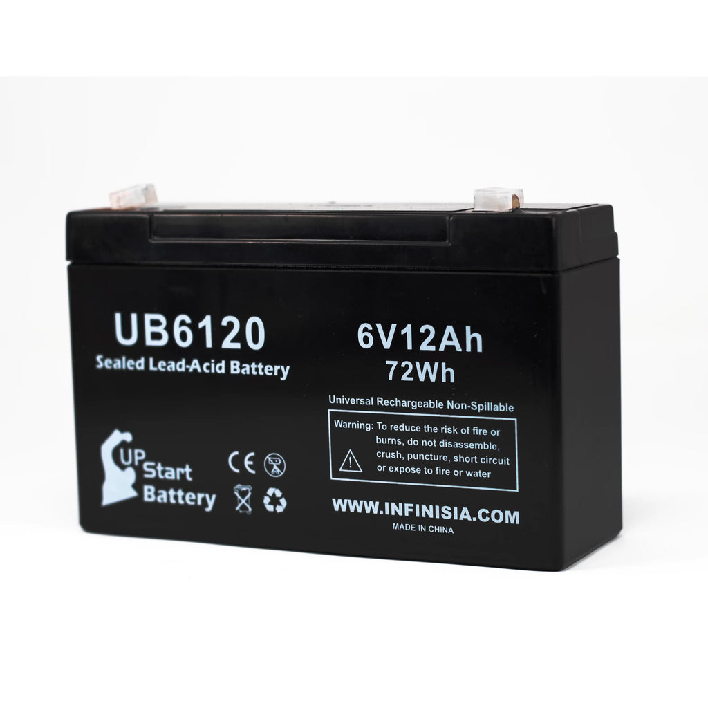 6V 12Ah Sealed Lead Acid Battery with F1 to F2 Terminal Adapters Y1210