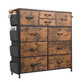 Rustic Brown 10 Drawer Fabric Dresser with Metal Frame L478263