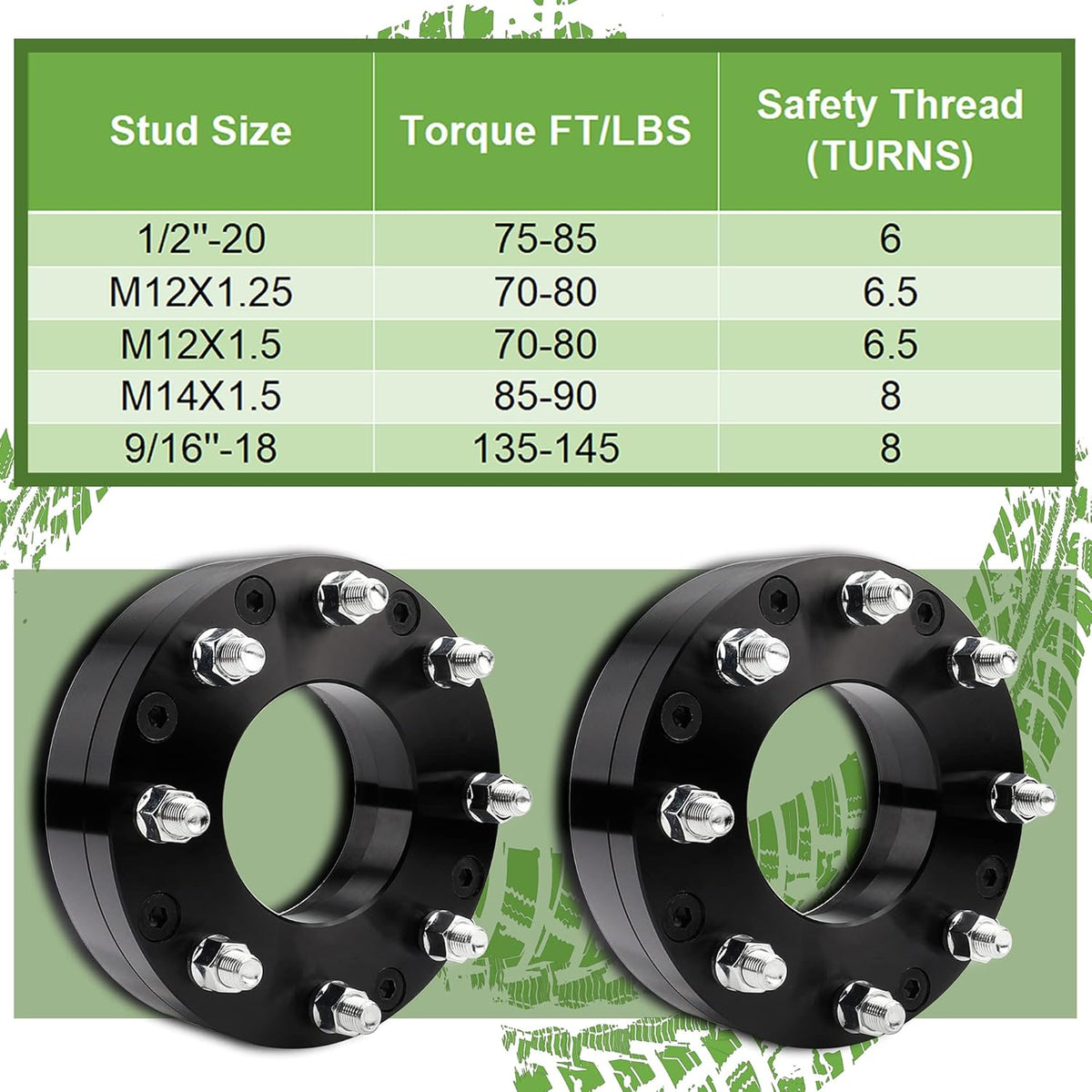6x139.7mm to 8x165.1mm Wheel Adapters 2 inch 108mm Hub Bore 14x1.5 Thread Pitch U902875