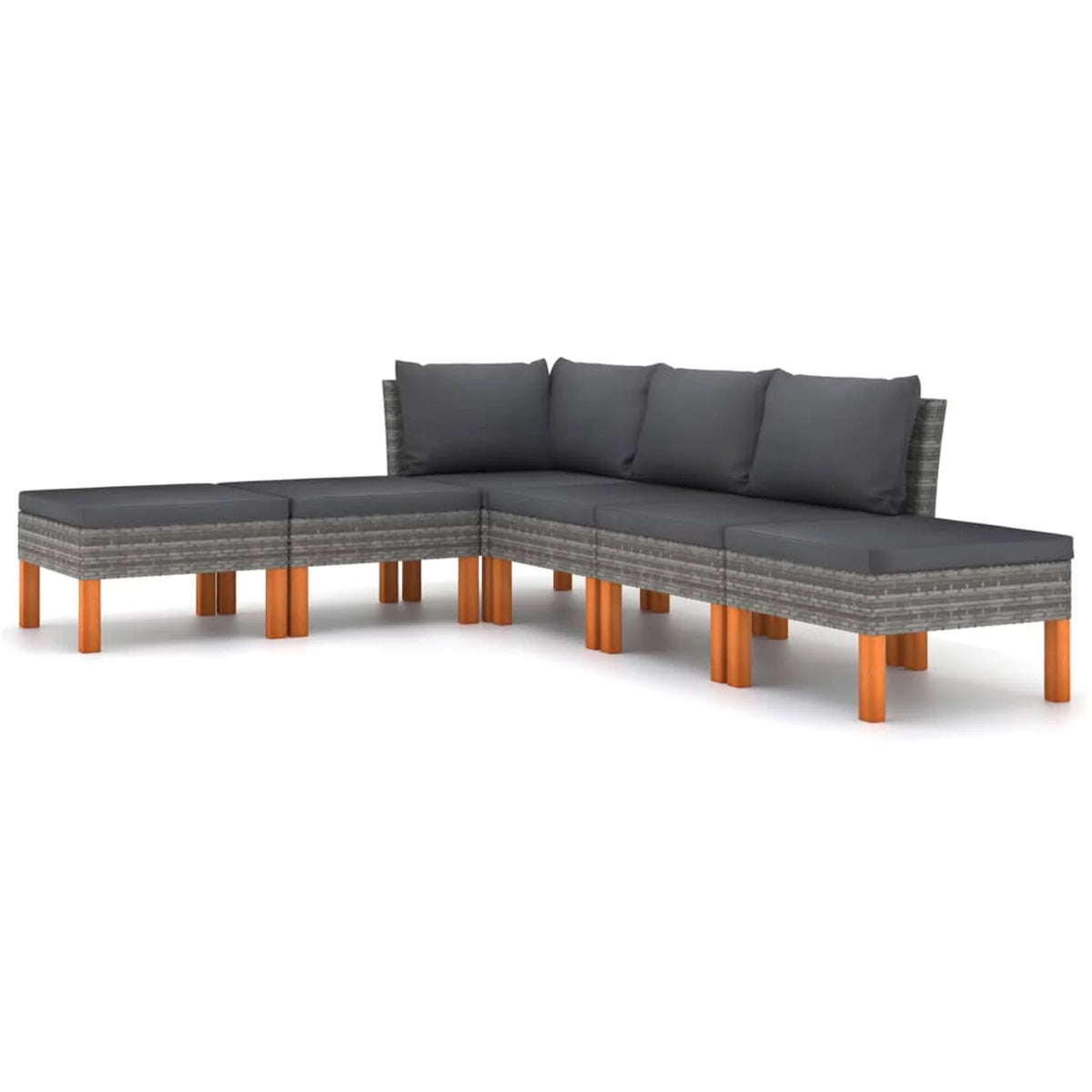 6 Piece Patio Set with Cushions Poly Rattan Gray R946840