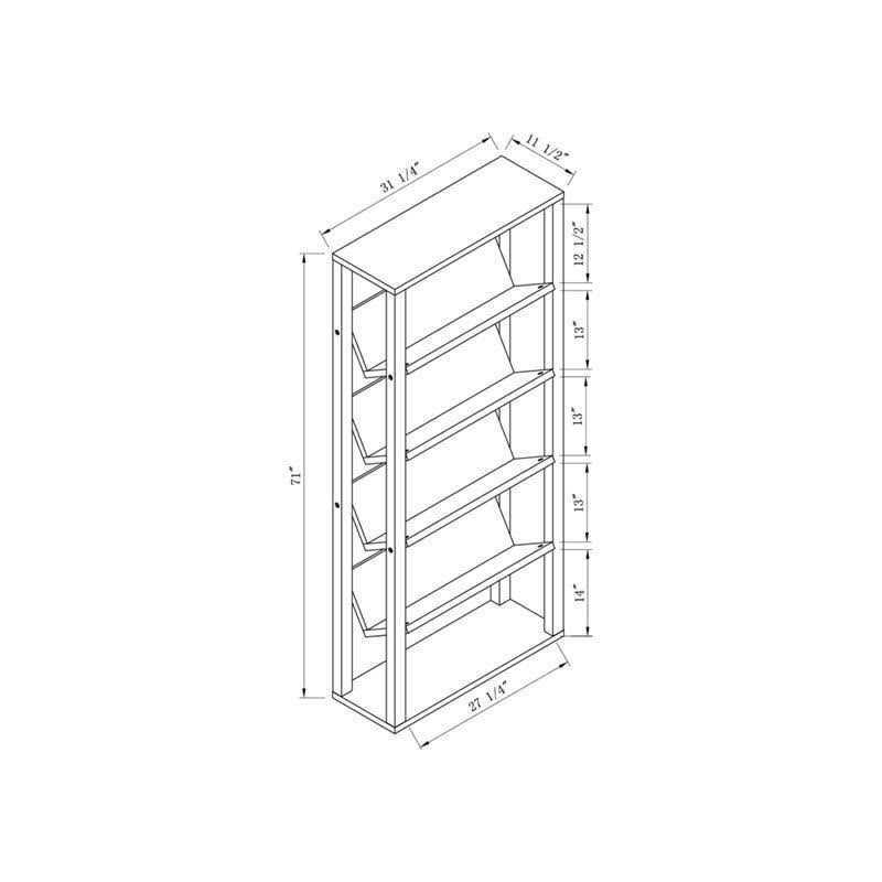 Walnut Wood 5-Shelf Etagere Bookcase F386000