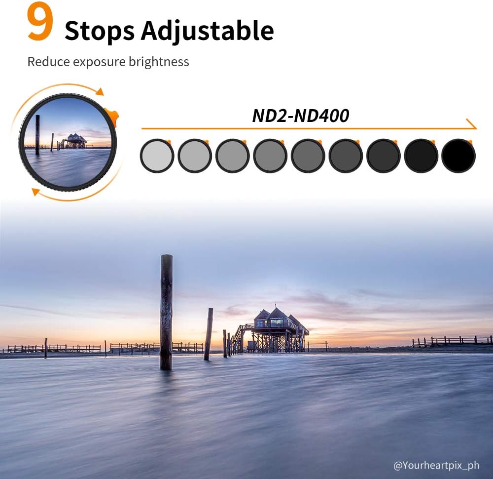 62mm Variable ND Filter ND2-ND400 Adjustable Neutral Density Filter T630528