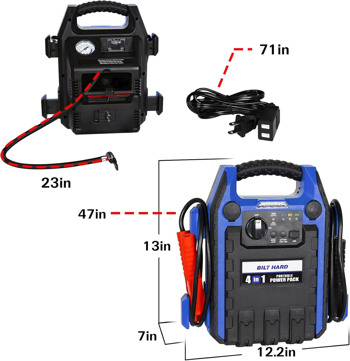 900 Peak/400 Instant Amps Portable Power Station Jump Starter with Air Compressor C930